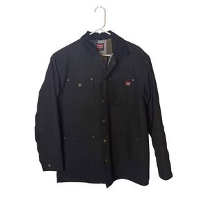 Wrangler Workwear Black Canvas Barn Coat Blanket Lined Corduroy Collar Men M